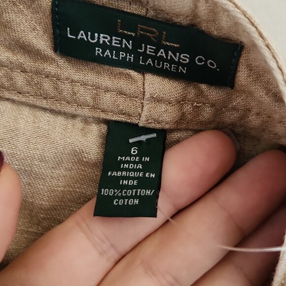 LAUREN RALPH LAUREN | 100% cotton skirt midi beige neutral sz 6 - Picture 5 of 5